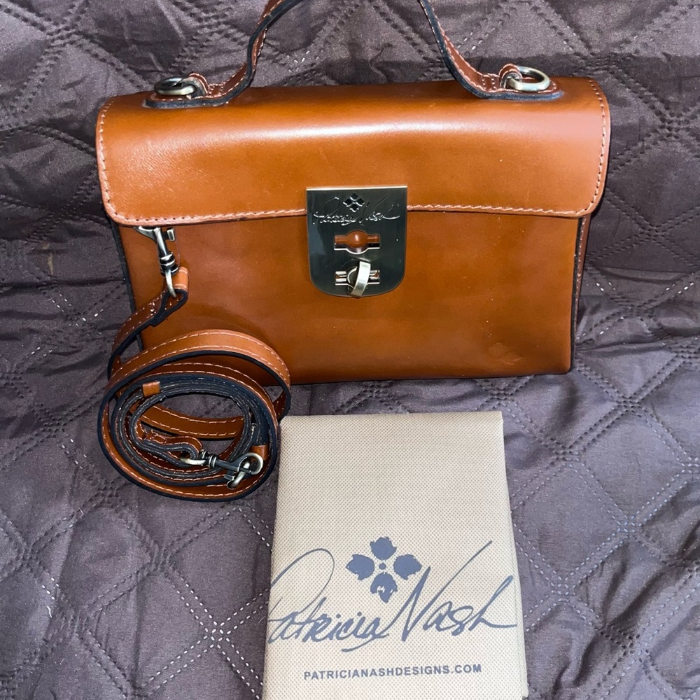 Patricia Nash Tan Leather Bag with Brass colored Hardware